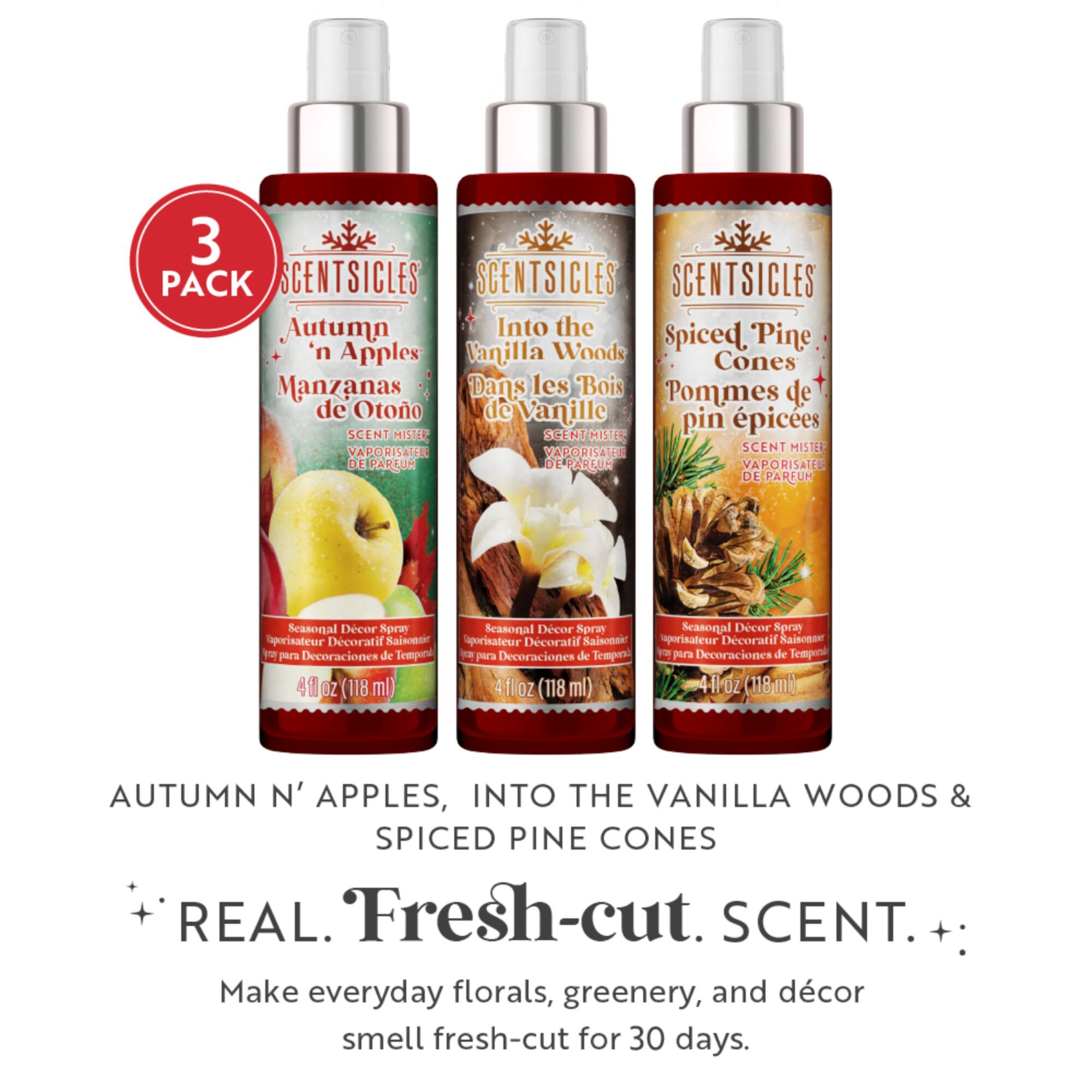 Scentsicles Scent Mister Into the Vanilla Woods, Autumn 'n Apples and Spiced Pine Cones, 3 pack
